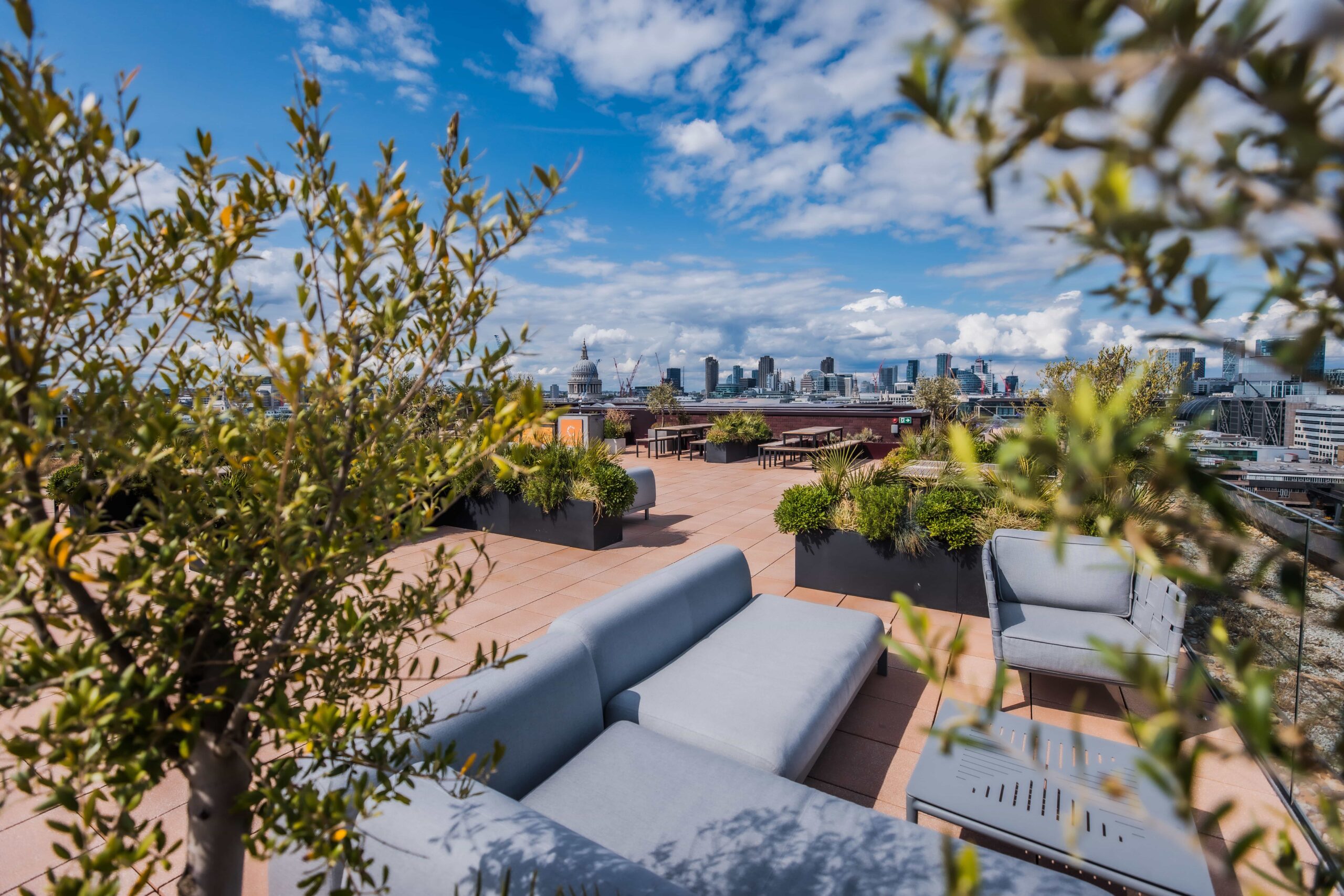 Stylish outdoor space setup with decorations